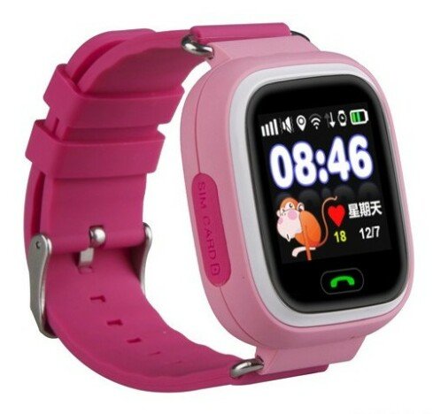 Ceas Smartwatch cu GPS Copii iUni Kid100, Touchscreen, Bluetooth, Telefon incorporat, Buton SOS, Roz