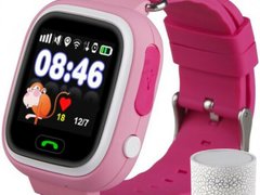 Ceas Smartwatch cu GPS Copii iUni Kid100, Touchscreen, Bluetooth, Telefon incorporat, Buton SOS, Roz